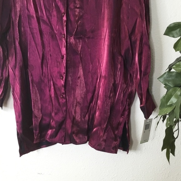 NWT PLUS Notions Woman Metallic Button Down Top - Picture 2 of 7